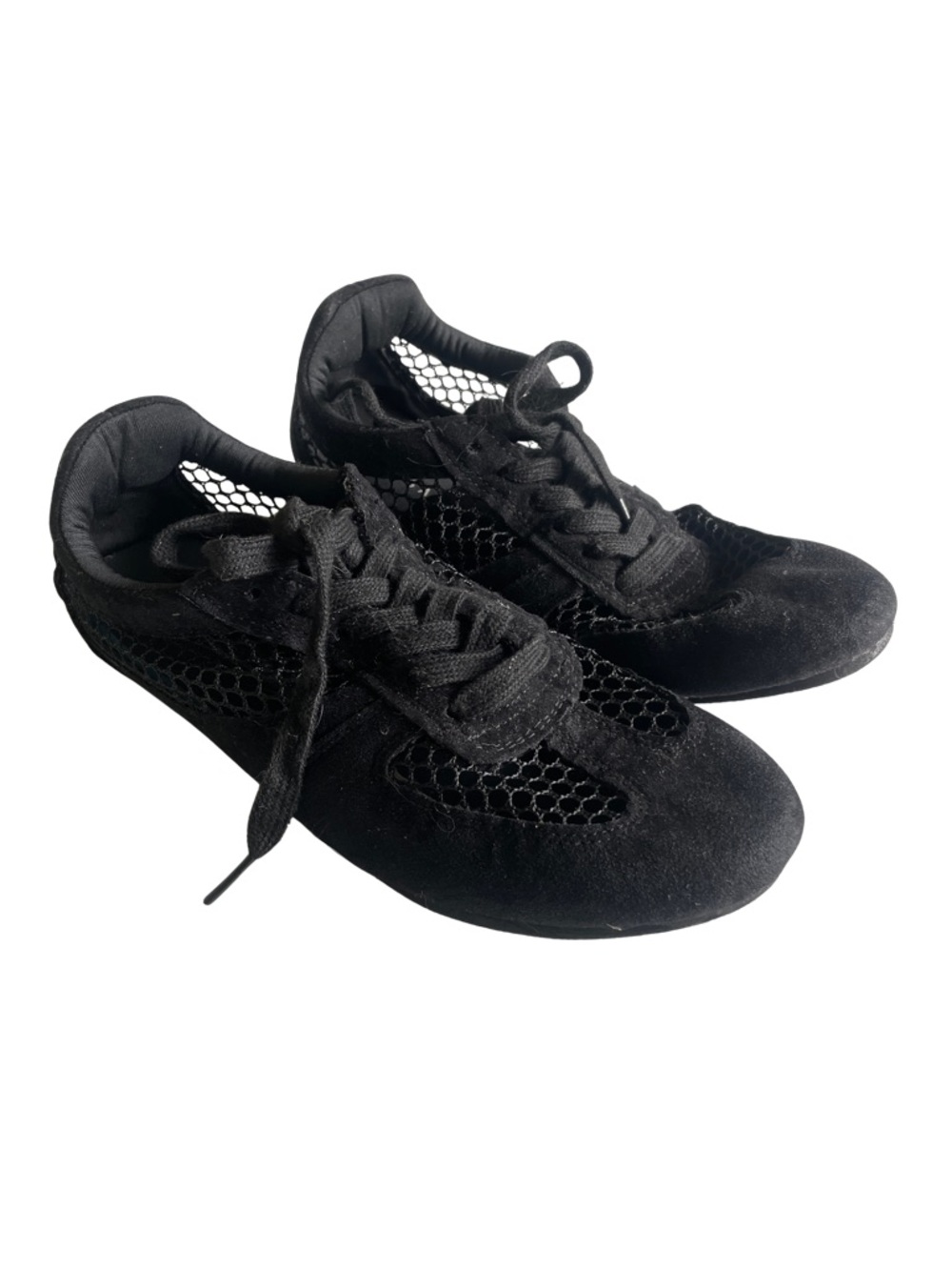 Women's Black Mesh Lace-Up Sneakers